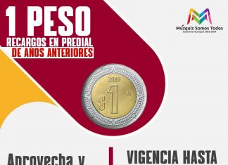En Múzquiz invitan a contribuyentes del predial a aprovechar descuentos en recargos del predial, 1 peso por recargos de años anteriores